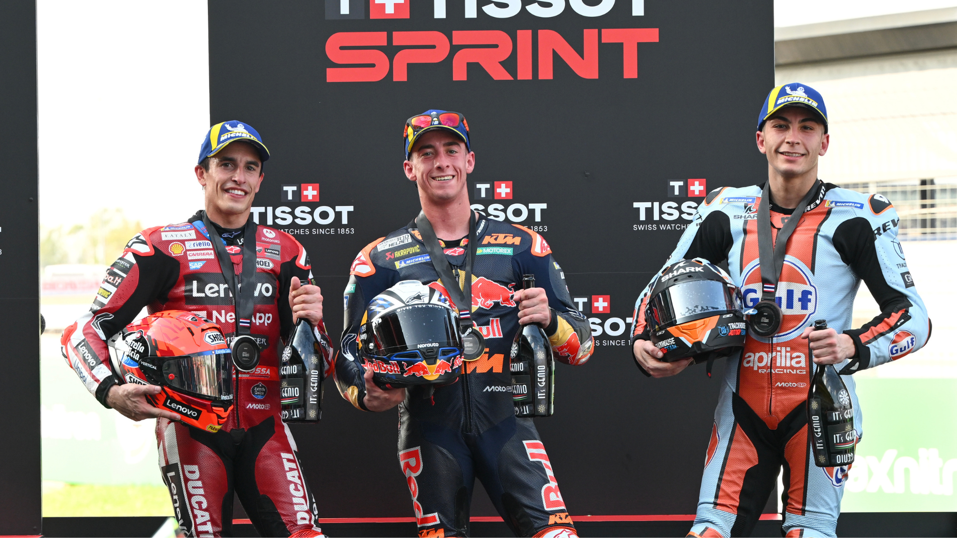 Marc Márquez, Pedro Acosta y Raúl Fernández, MotoGP 2026 Sprint Tailandia