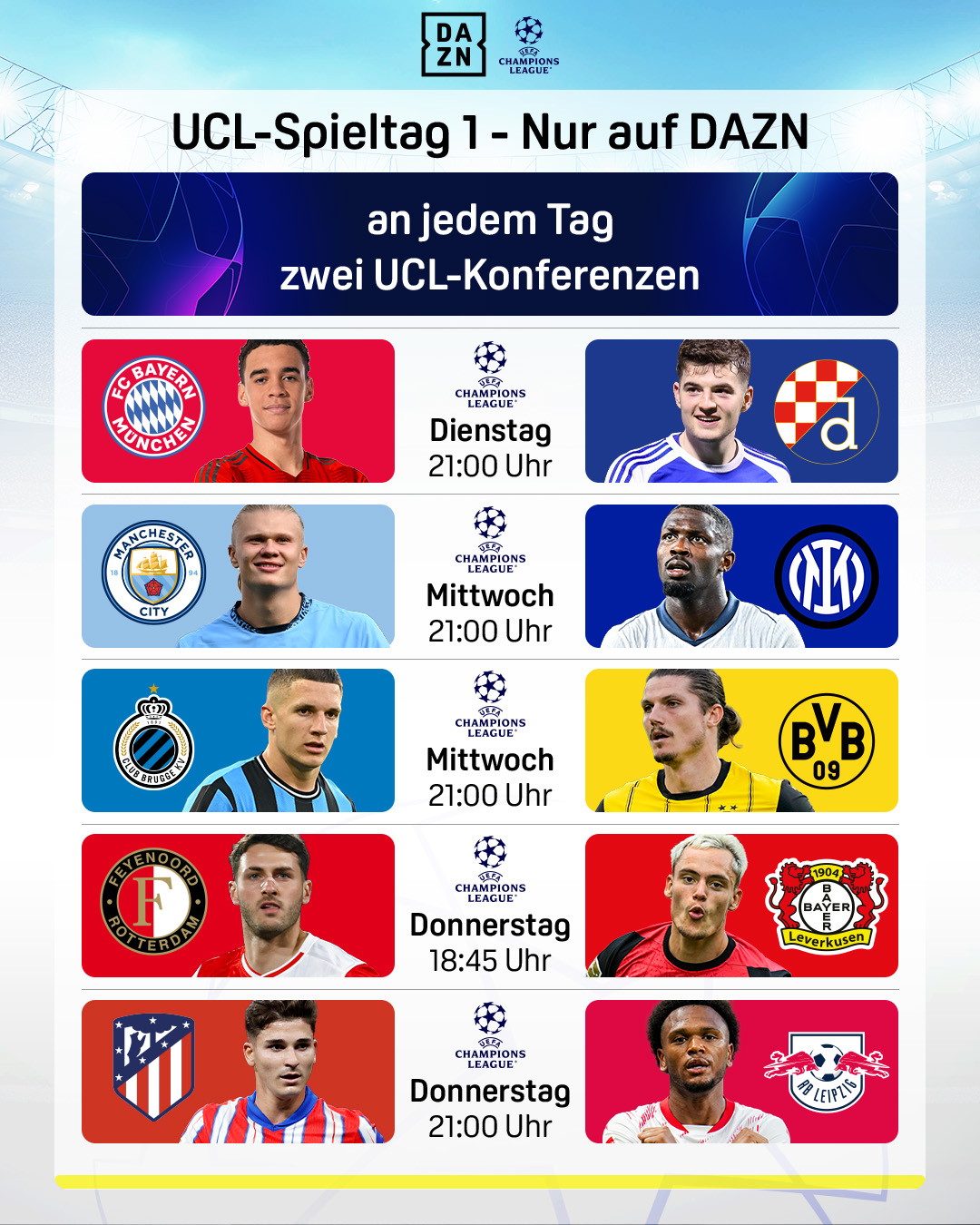 UEFA Champions League DAZN 1. Spieltag Ligaphase04092024