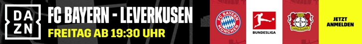 DAZN Banner FC Bayern München Bayer Leverkusen Bundesliga