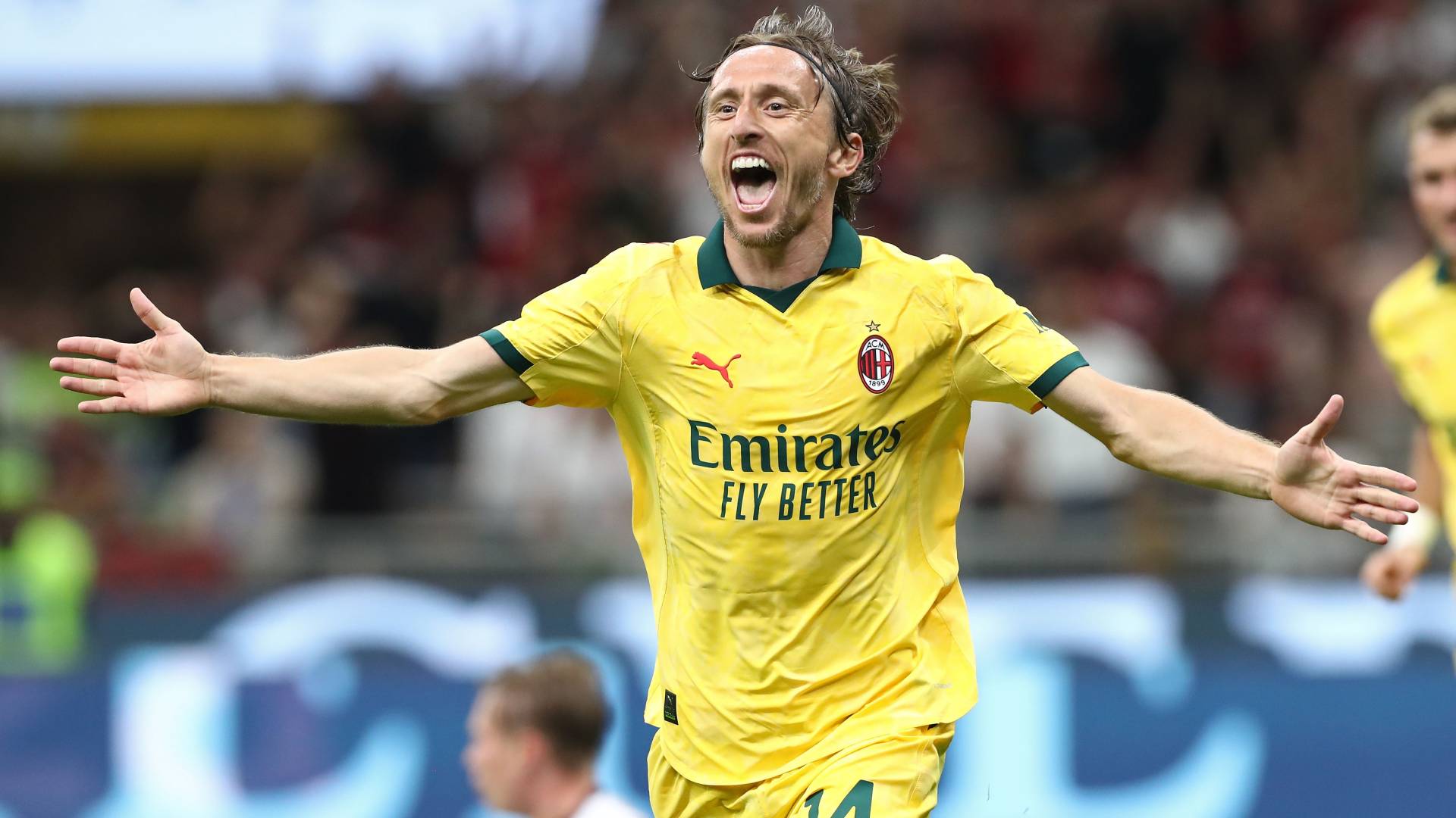 AC Milan Luka Modric celebrating against Bologna_14092025