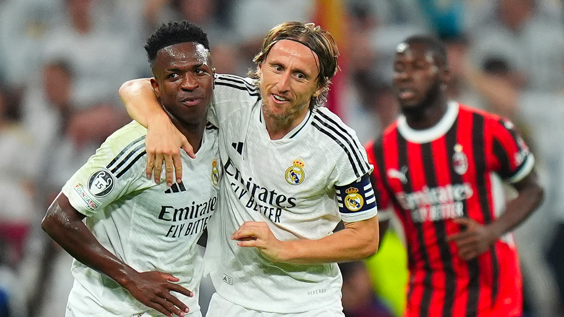 Luka Modric contro il Milan con Vini Jr