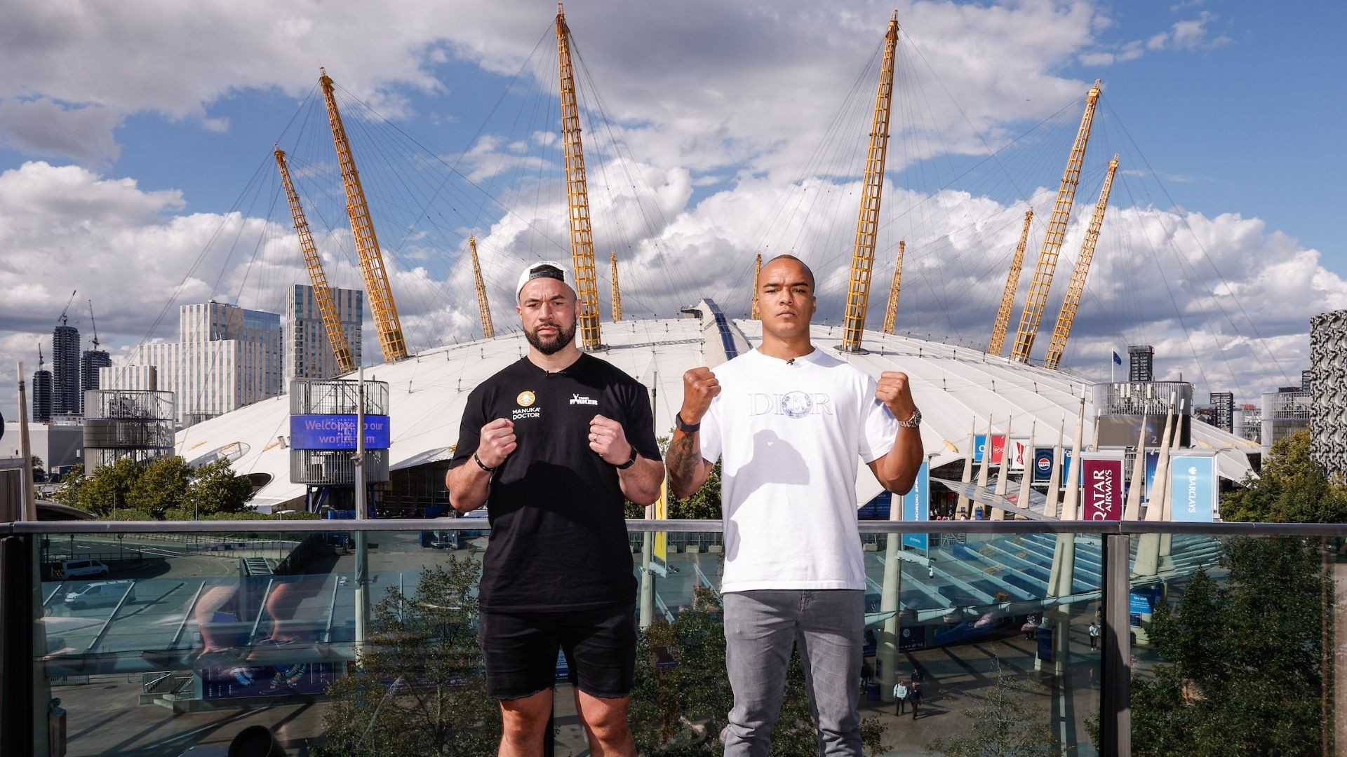 Joseph Parker and Fabio Wardley face off outside The O2 Arena in London, England on September 8, 2025.