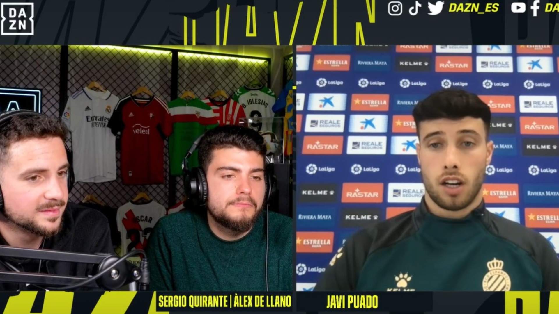 Javi Puado, Àlex de Llano, Sergio Quirante, DAZN