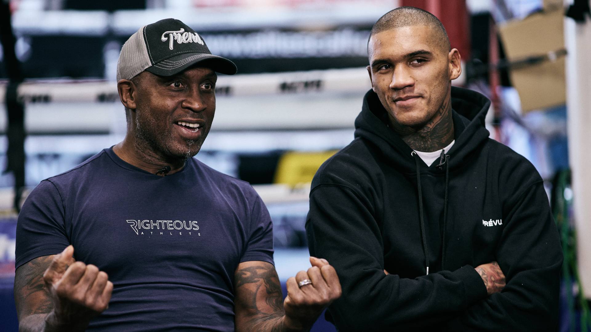 Nigel Benn and Conor Benn speaking to the media_28092022