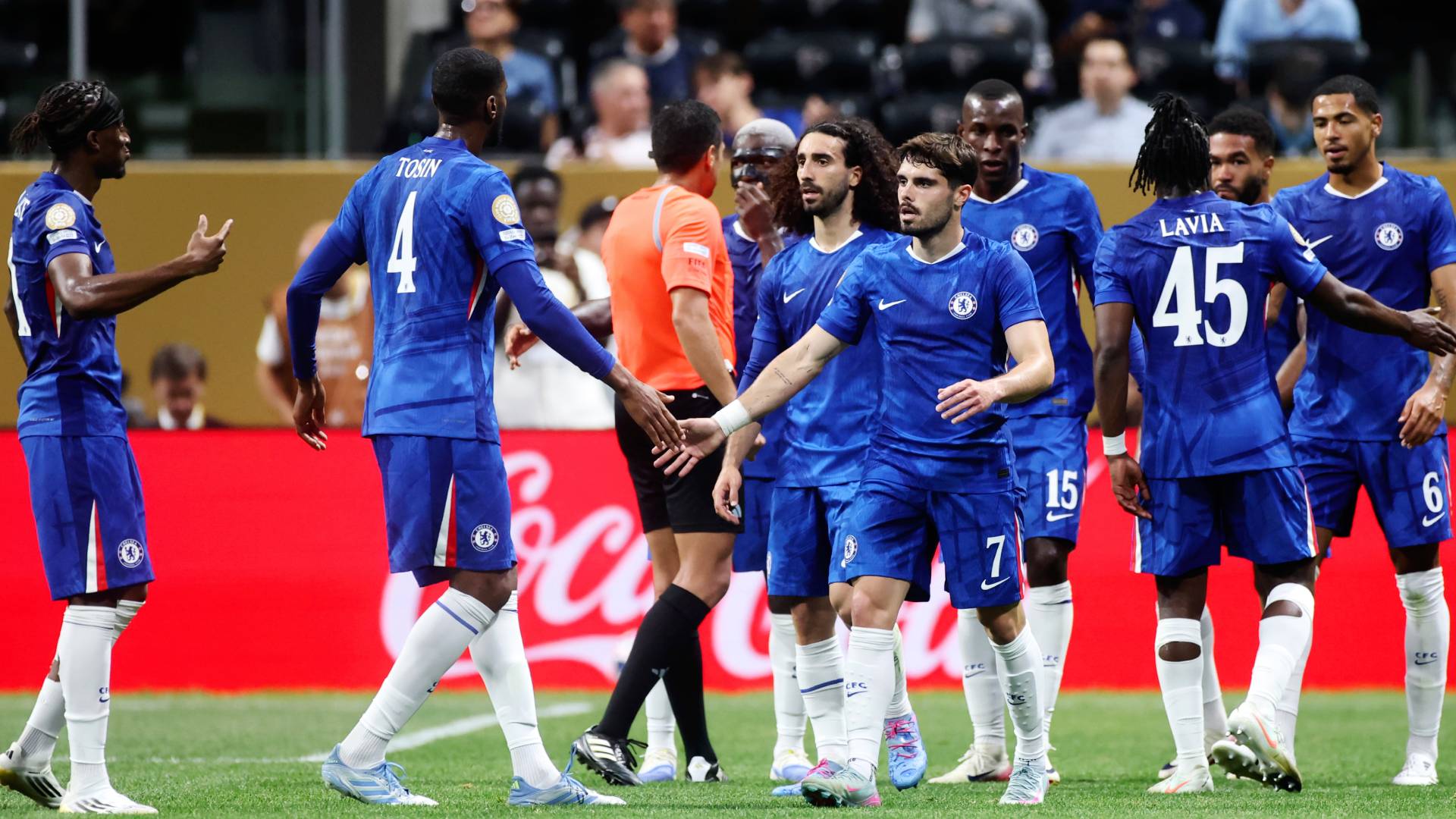Chelsea celebrate their opening goal against LAFC