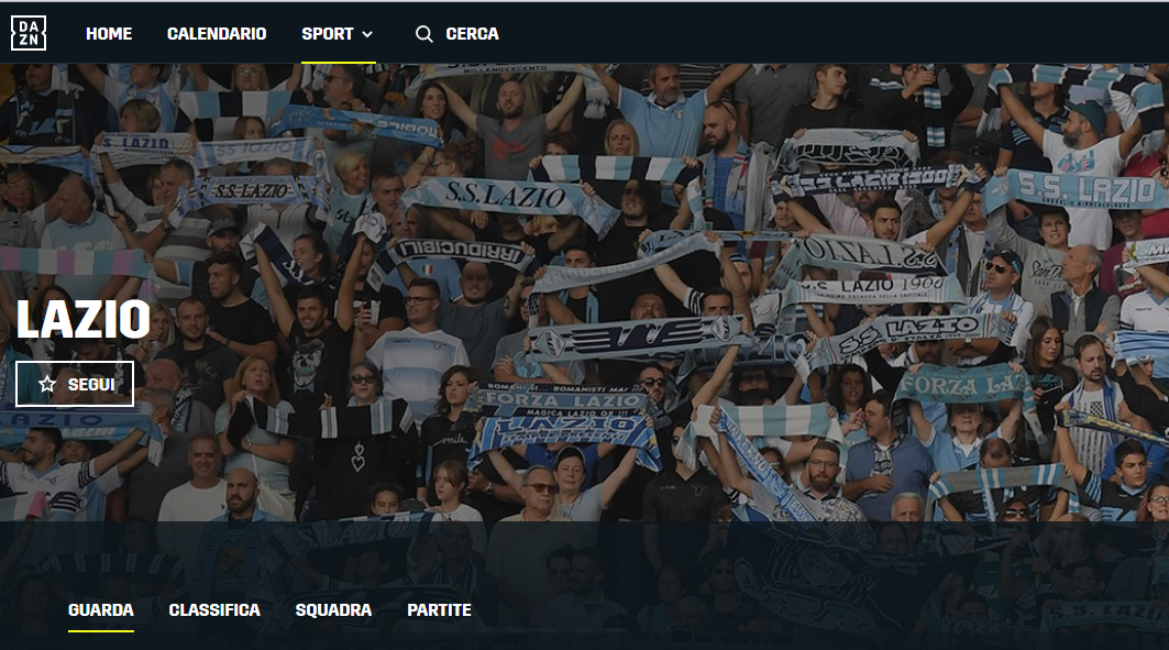 Come seguire la Lazio su DAZN