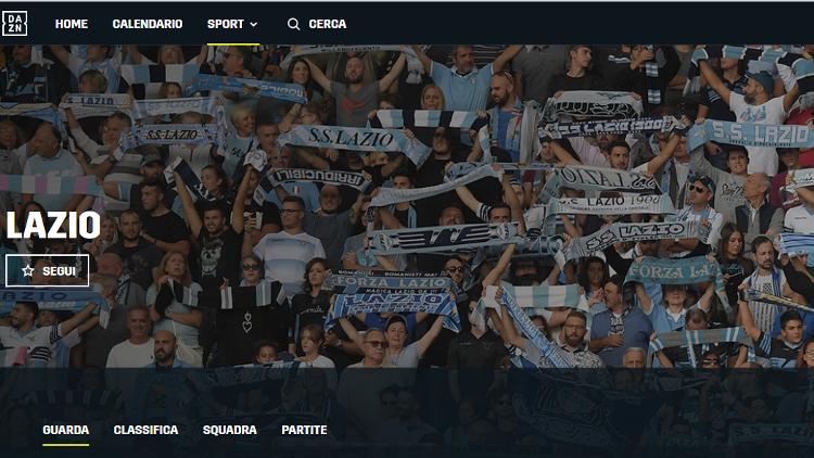 Come seguire la Lazio su DAZN