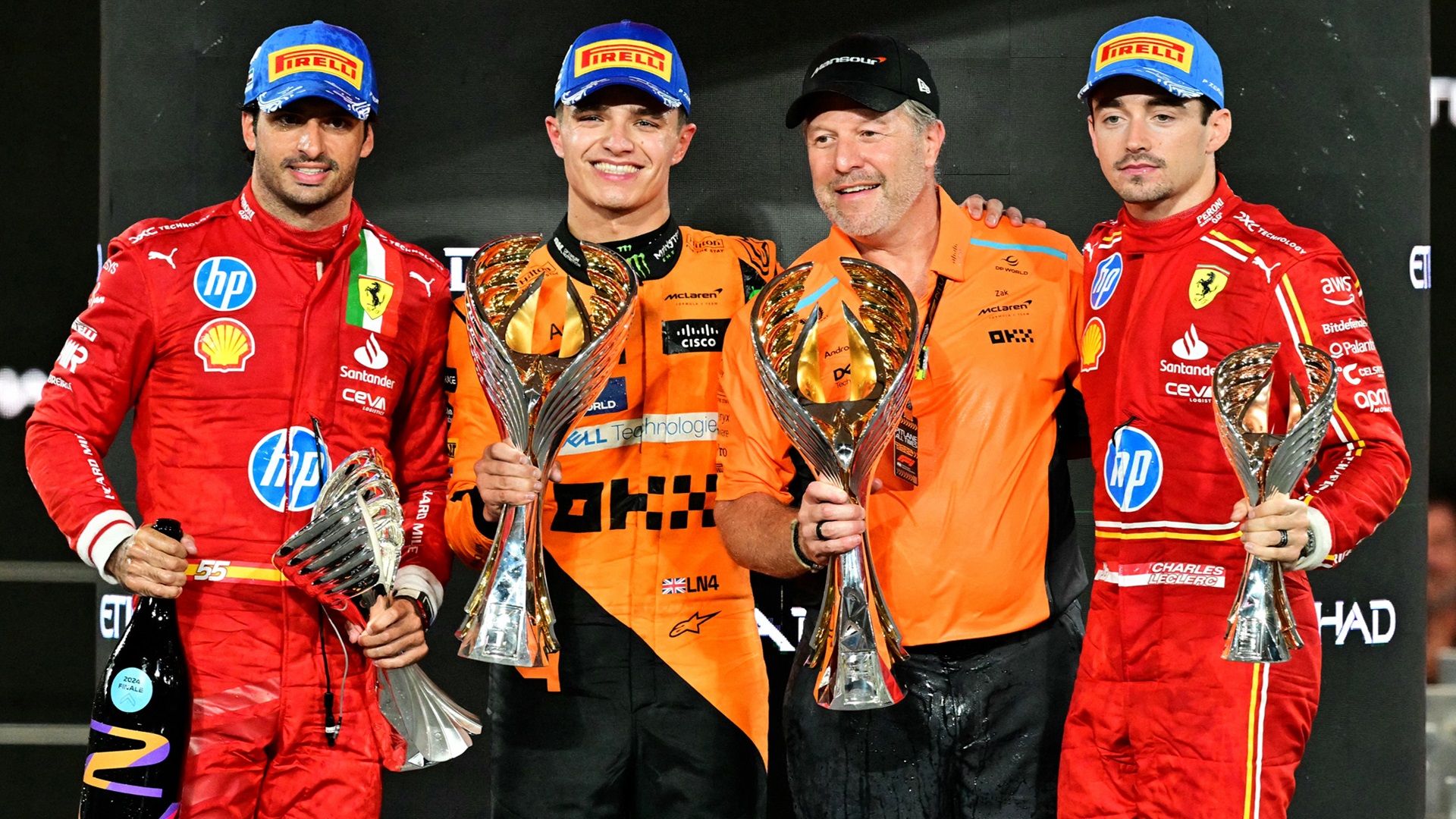 2024-12-08 Norris Zak Brown Sainz Leclerc F1 Formula 1