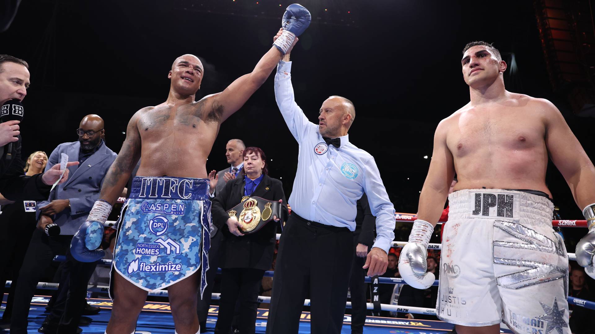 Fabio Wardley arm raise after Justis Huni knockout_07062025