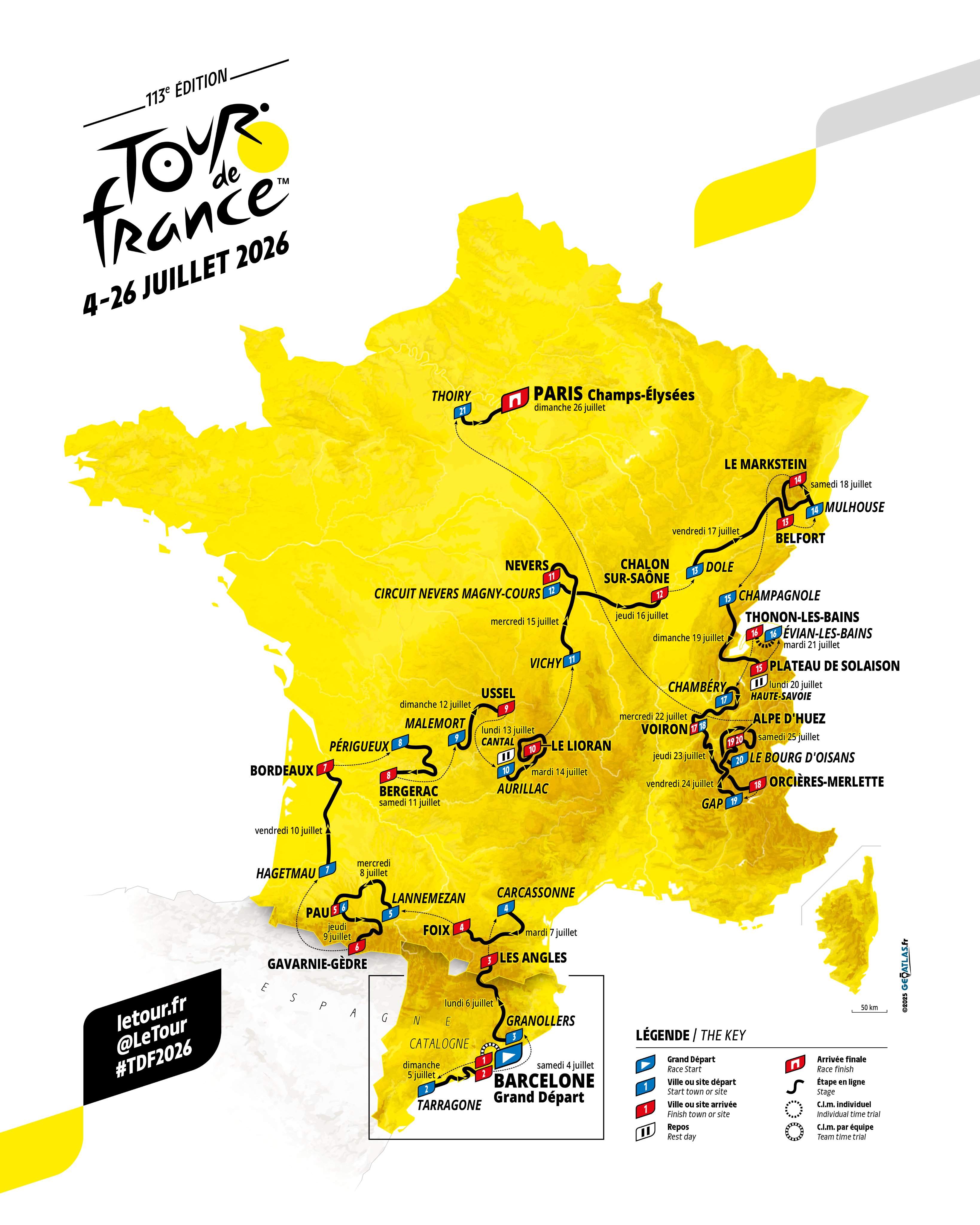 Tour de France, il percorso 2026