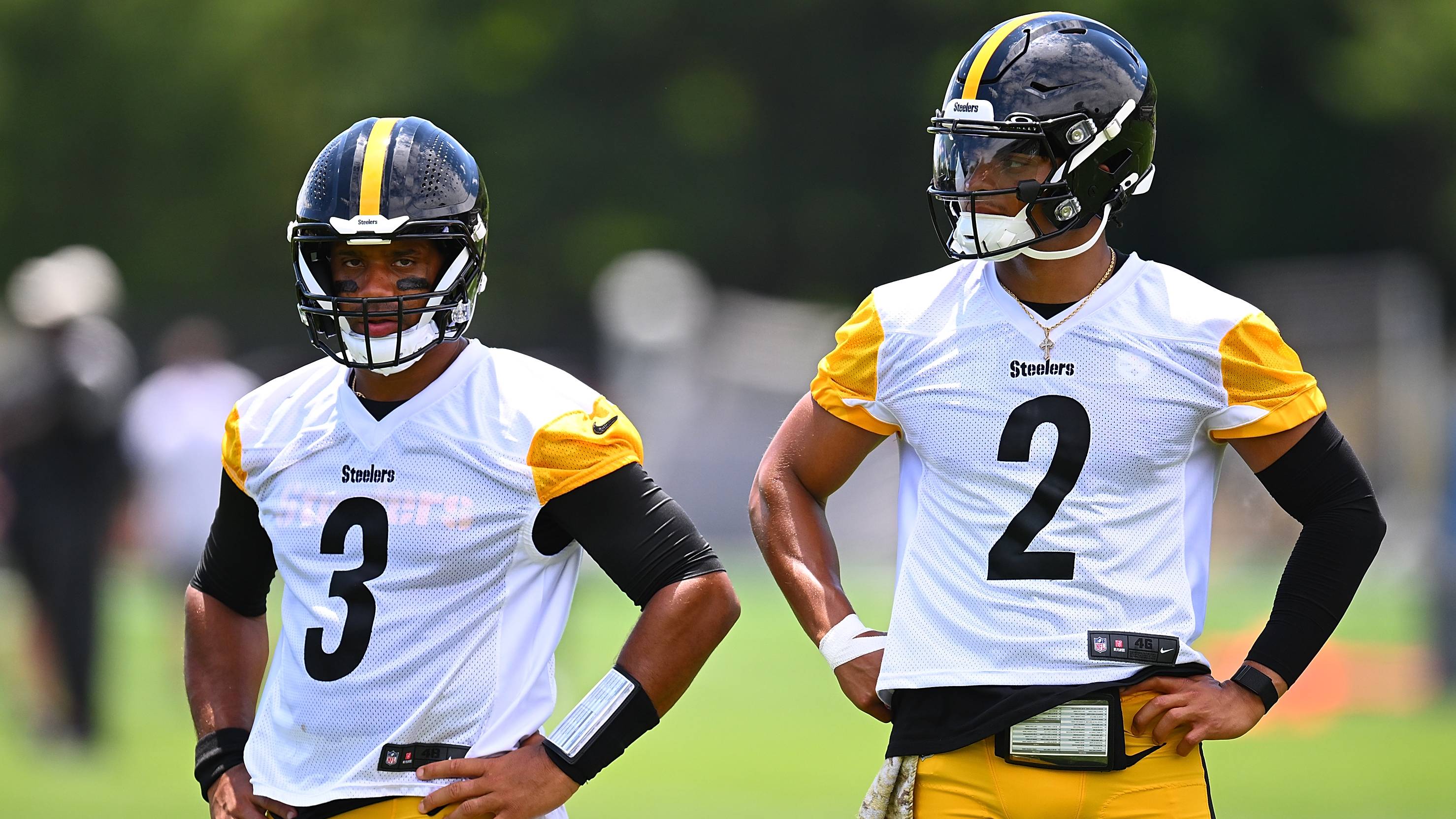Russell Wilson Justin Fields Pittsburgh Steelers 06062024