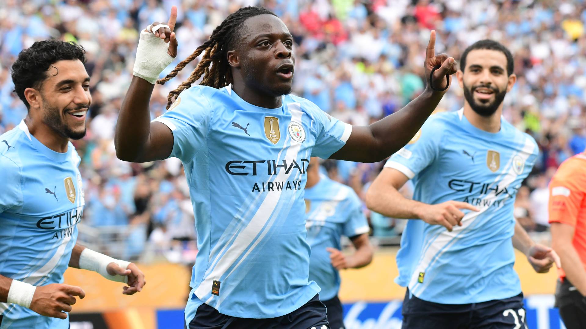 City player Jeremy Doku celebrates against Juventus_26062025
