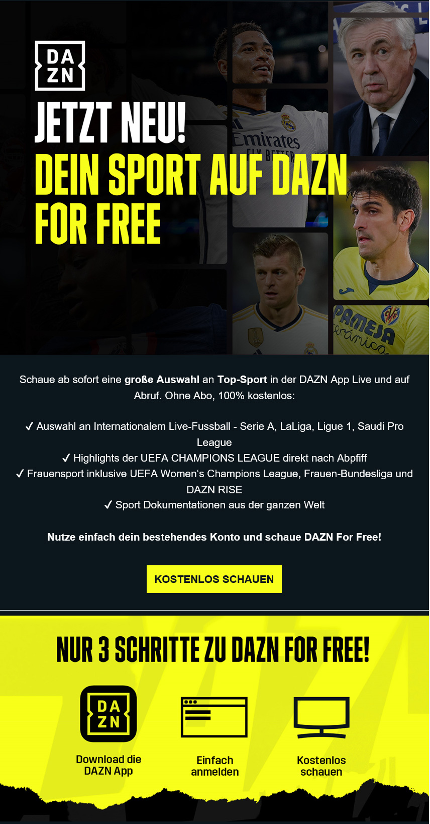 DAZN Freemium kostenlos Banner Anleitung Guide
