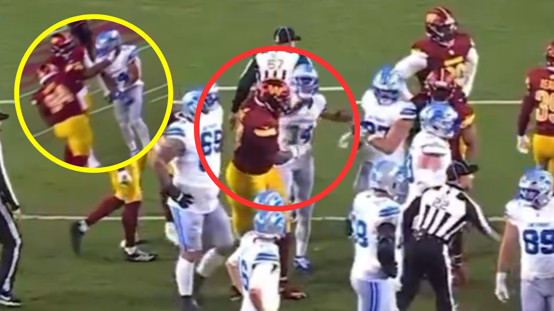 Daron Payne, Amon-Ra St. Bown, Washington Commanders vs Detroit Lions, NFL