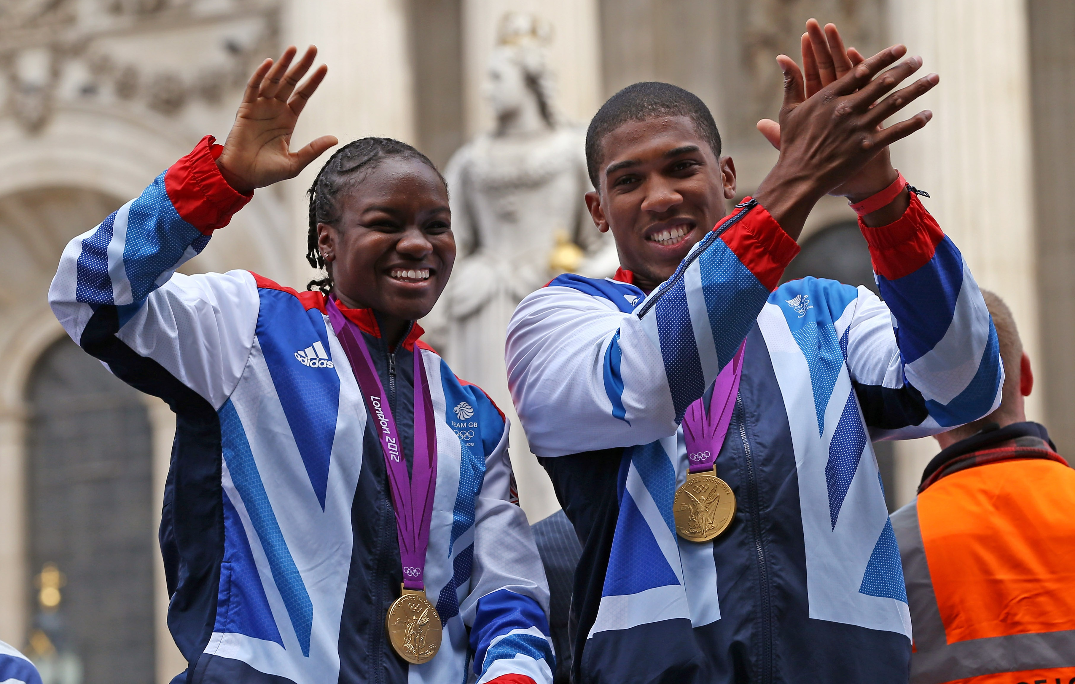 British Olympic boxing gold medalists Nicola Adams and Anthony Joshua