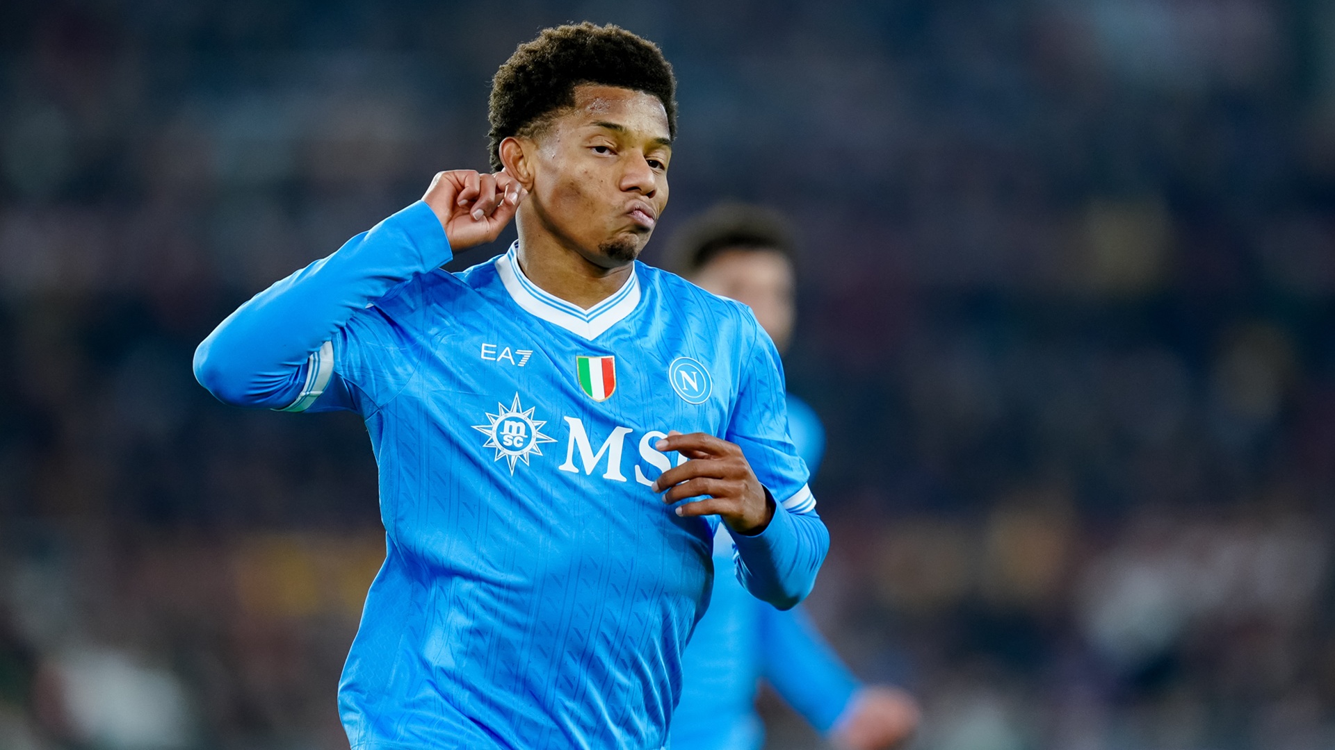 David Neres esulta in Roma-Napoli