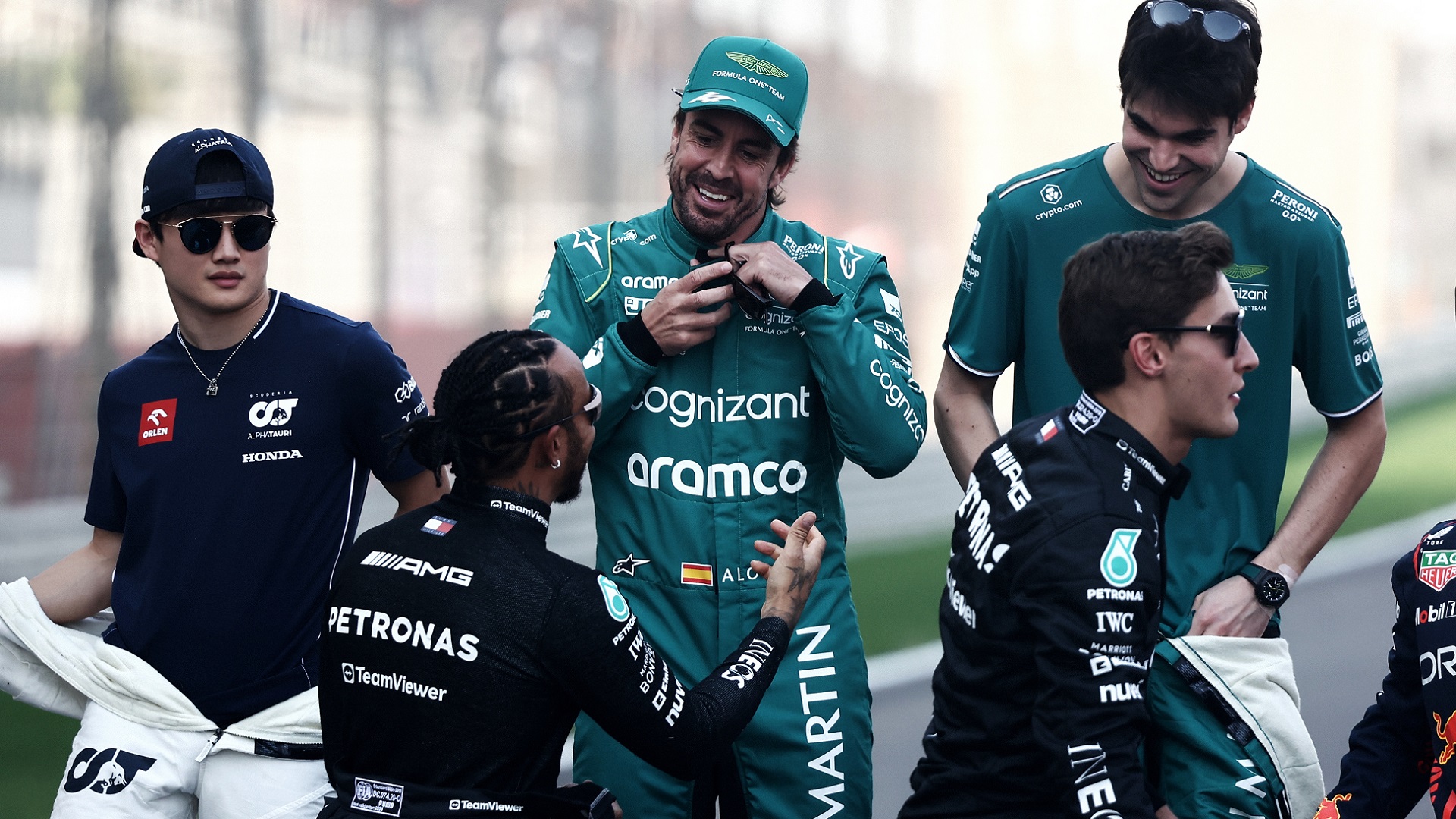 2023-03-08 Alonso Hamilton Tsunoda Stroll Russell F1 Formula 1