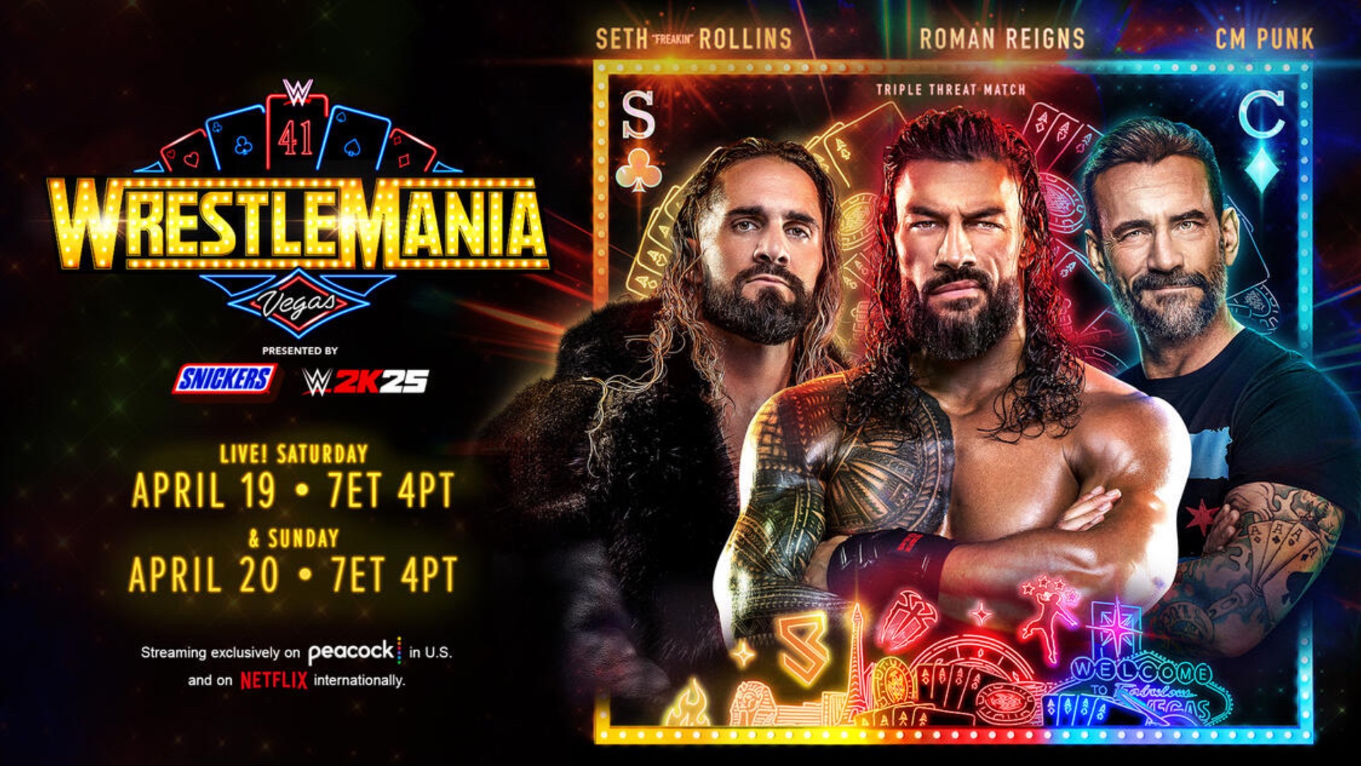 WrestleMania 41 Punk vs Rollins vs Reigns