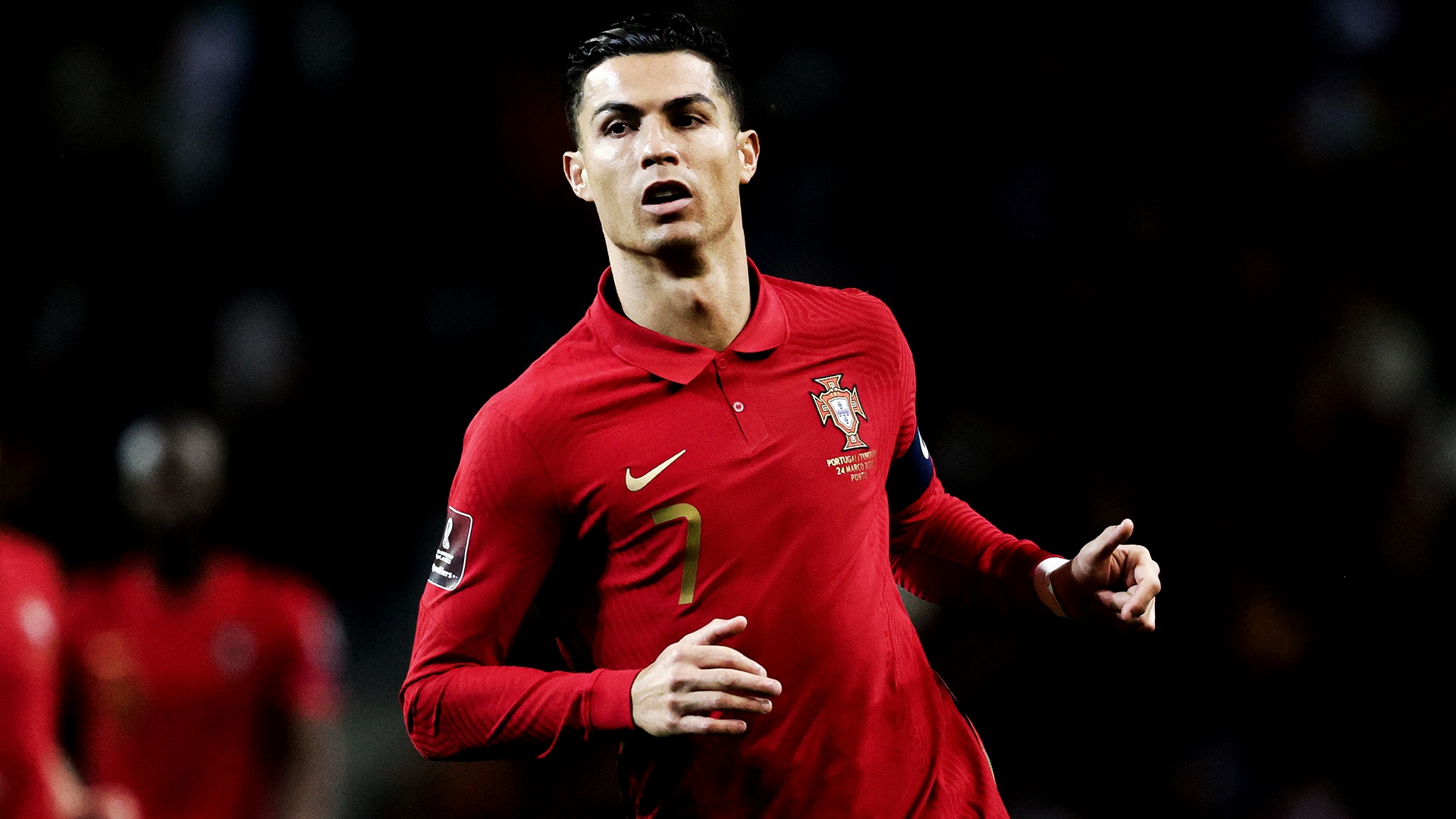 Cristiano Ronaldo in azione con la maglia del Portogallo