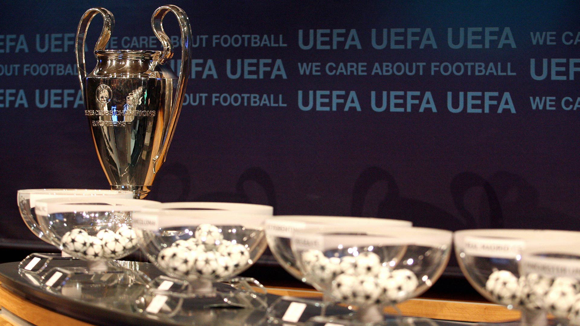Champions League Trophäe Auslosung Kugeln Töpfe 2009