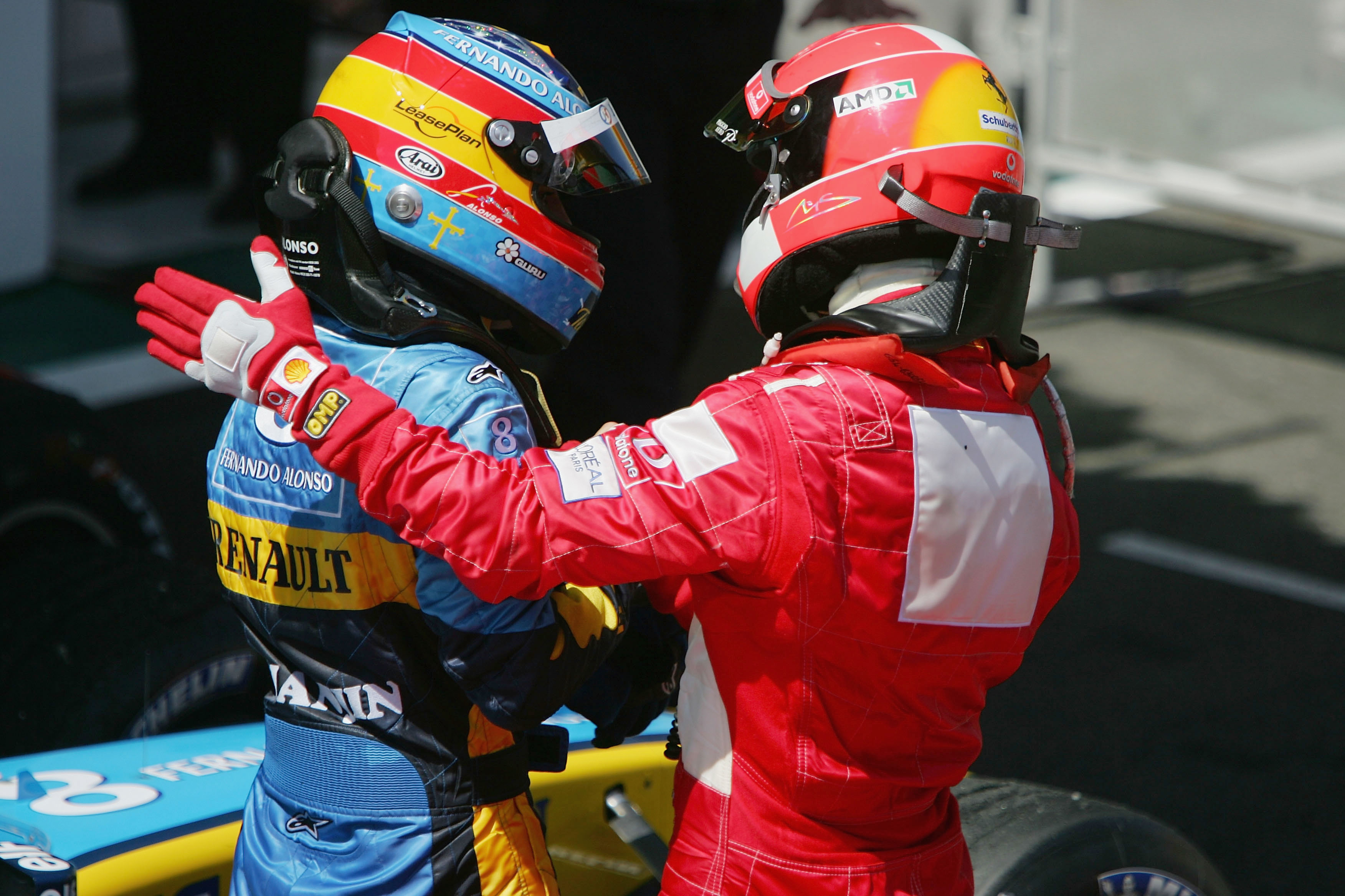 Michael Schumacher, Fernando Alonso, Magny-cours, GP France, 4 julio 2004