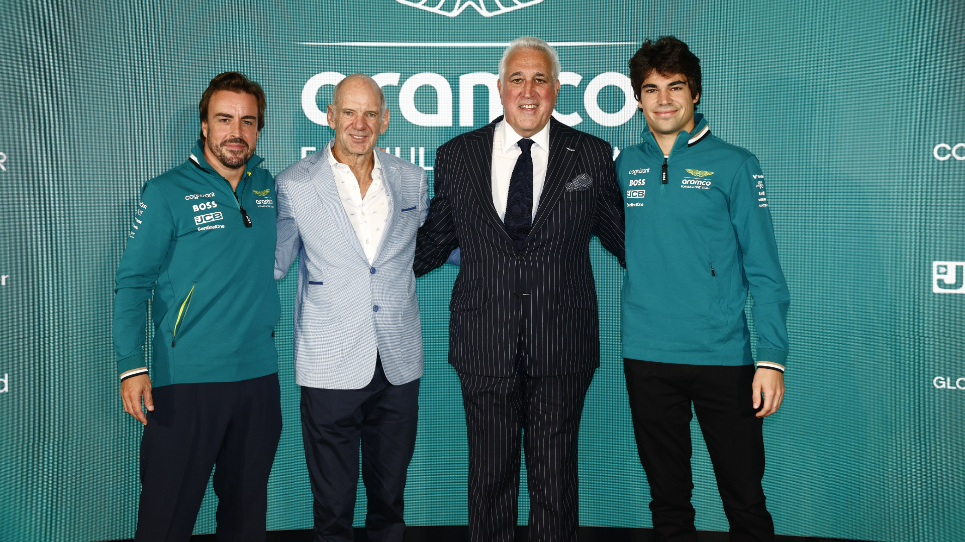 Fernando Alonso, Adrian Newey, Lawrence Stroll, Lance Stroll, Aston Martin 2024