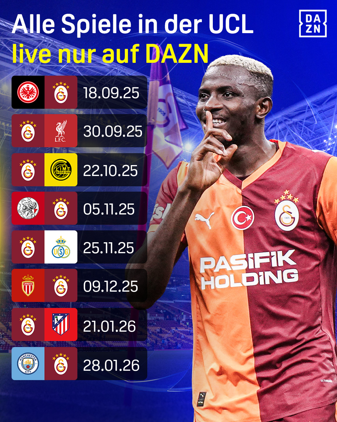 Galatasaray UEFA Champions League Ligaphase Spiele