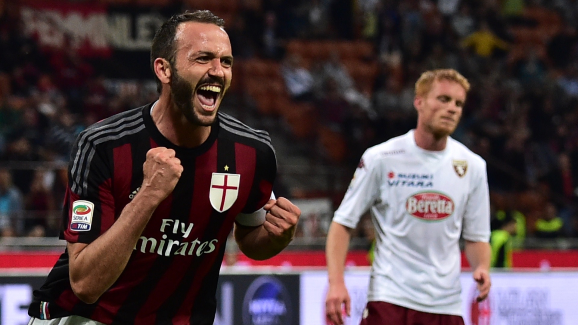 Pazzini esulta in Milan-Torino