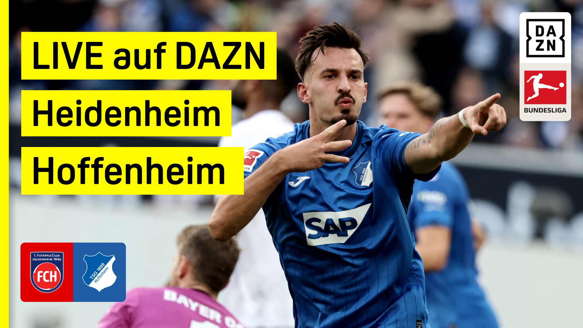 1. FC Heidenheim TSG HoffenheimBundesliga 8. Spieltag DAZN Header