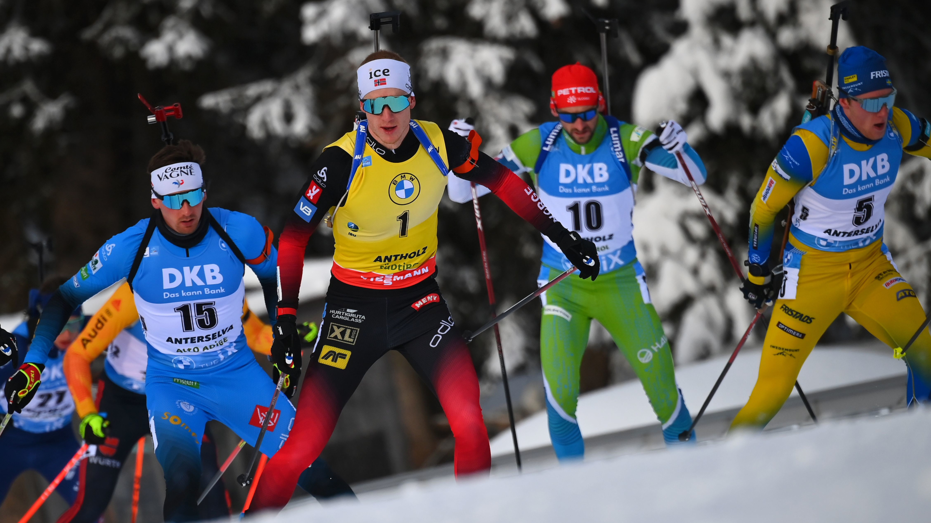 ONLY GER Biathlon Massenstart Antholz Fabien Claude Johannes Thingnes Boe, Jakov Fak Sebastian Samuelsson 24012021