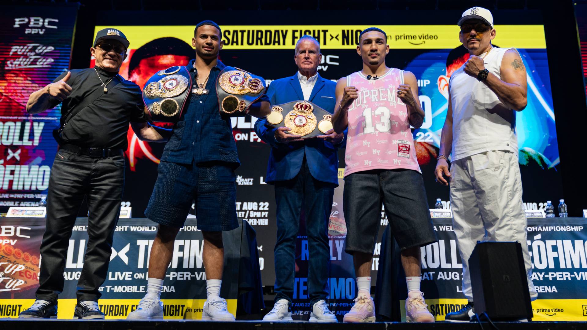 Rolly Romero and Teofimo Lopez on launch press conference stage_09072026