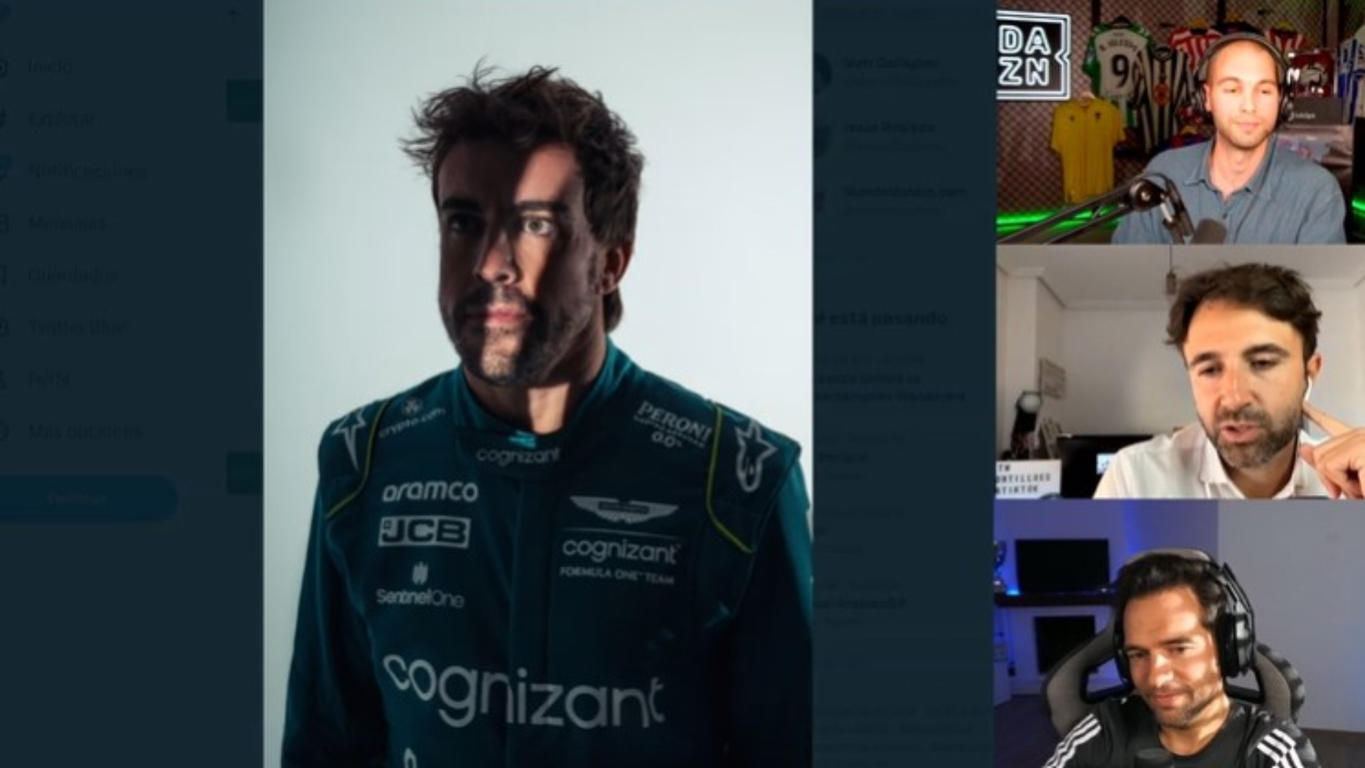 Fernando Alonso, Twitch DAZN, Pablo Lorente, Miguel Portillo, Roldán Rodríguez, Fórmula 1, F1