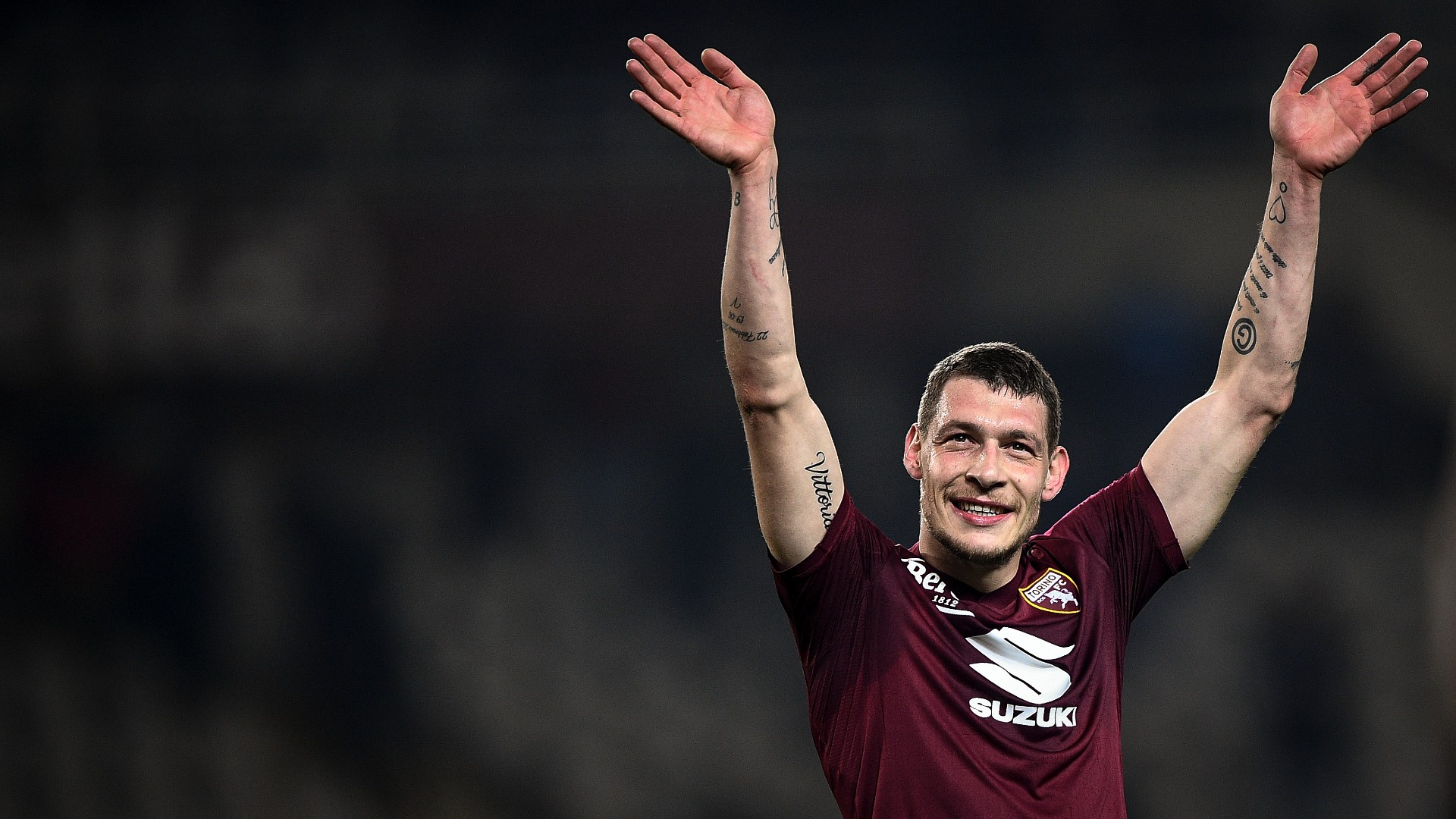 Andrea Belotti celebra il suo 100° gol in Serie A TIM in Torino-Sampdoria 3-0
