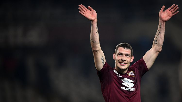 Andrea Belotti celebra il suo 100° gol in Serie A TIM in Torino-Sampdoria 3-0