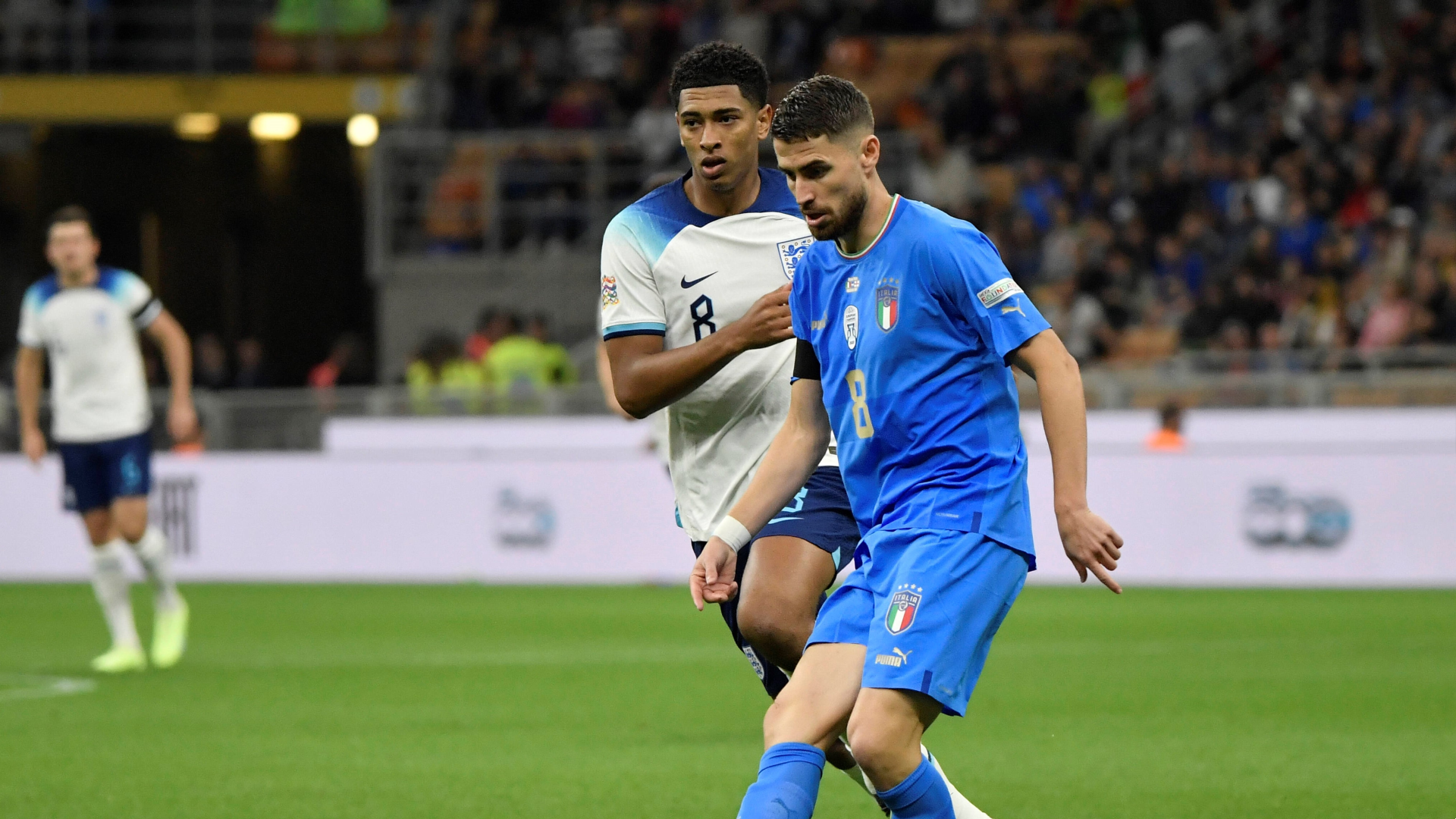 Jorginho e Bellingham in Italia-Inghilterra di Nations League