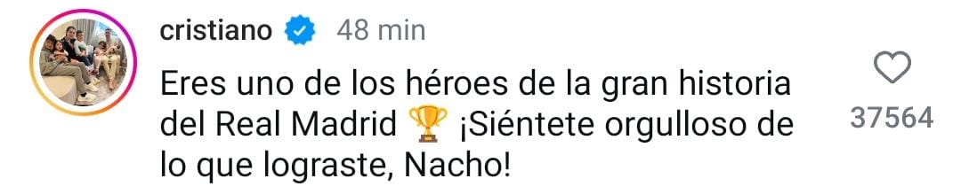 Mensaje de Cristiano Ronaldo a Nacho