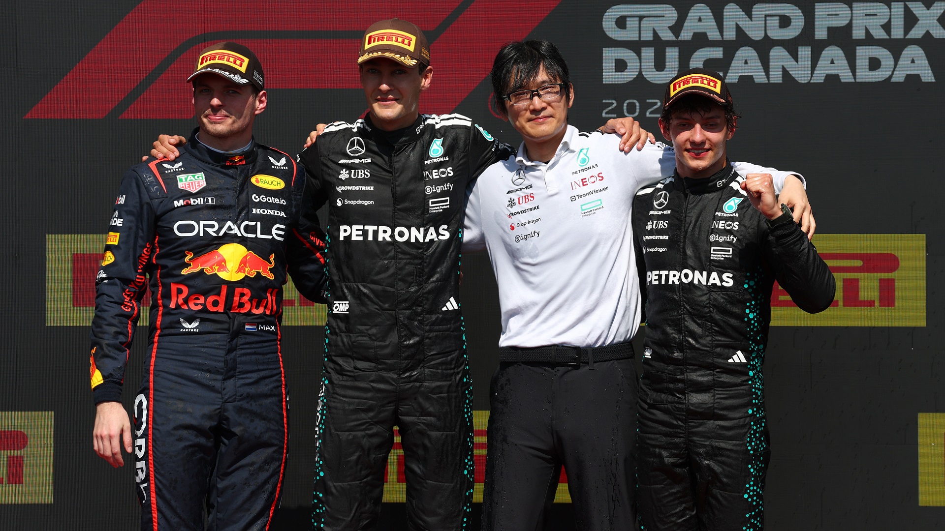 2025-06-15 Russell Verstappen Antonelli Kuwahara Katsuhide  F1 Formula 1