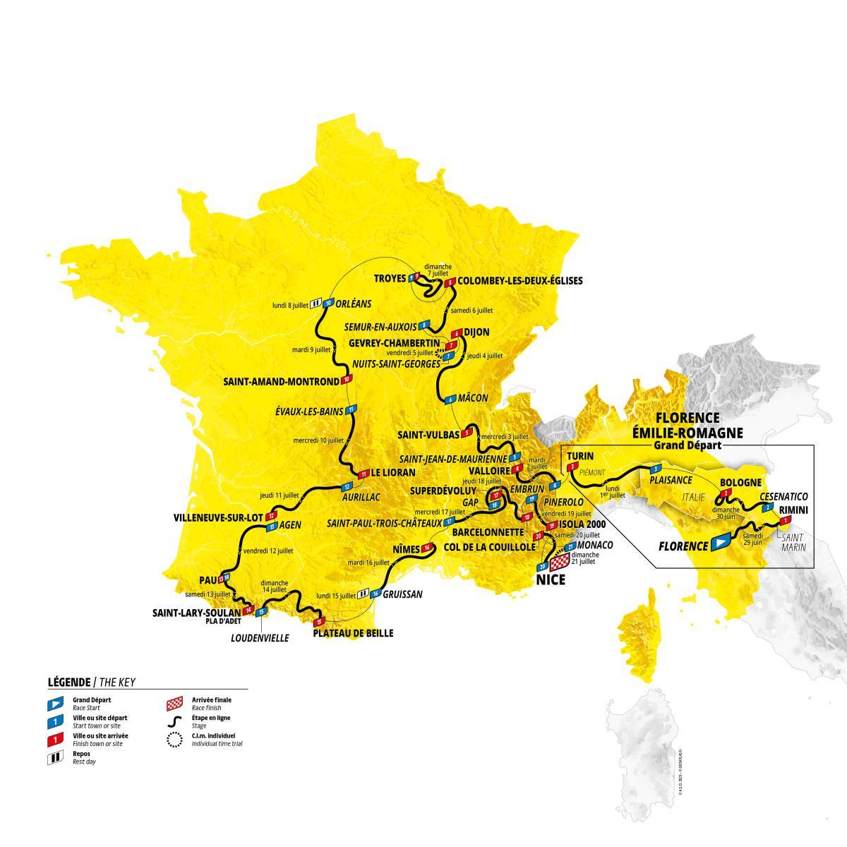 Mappa Tour de France 2024