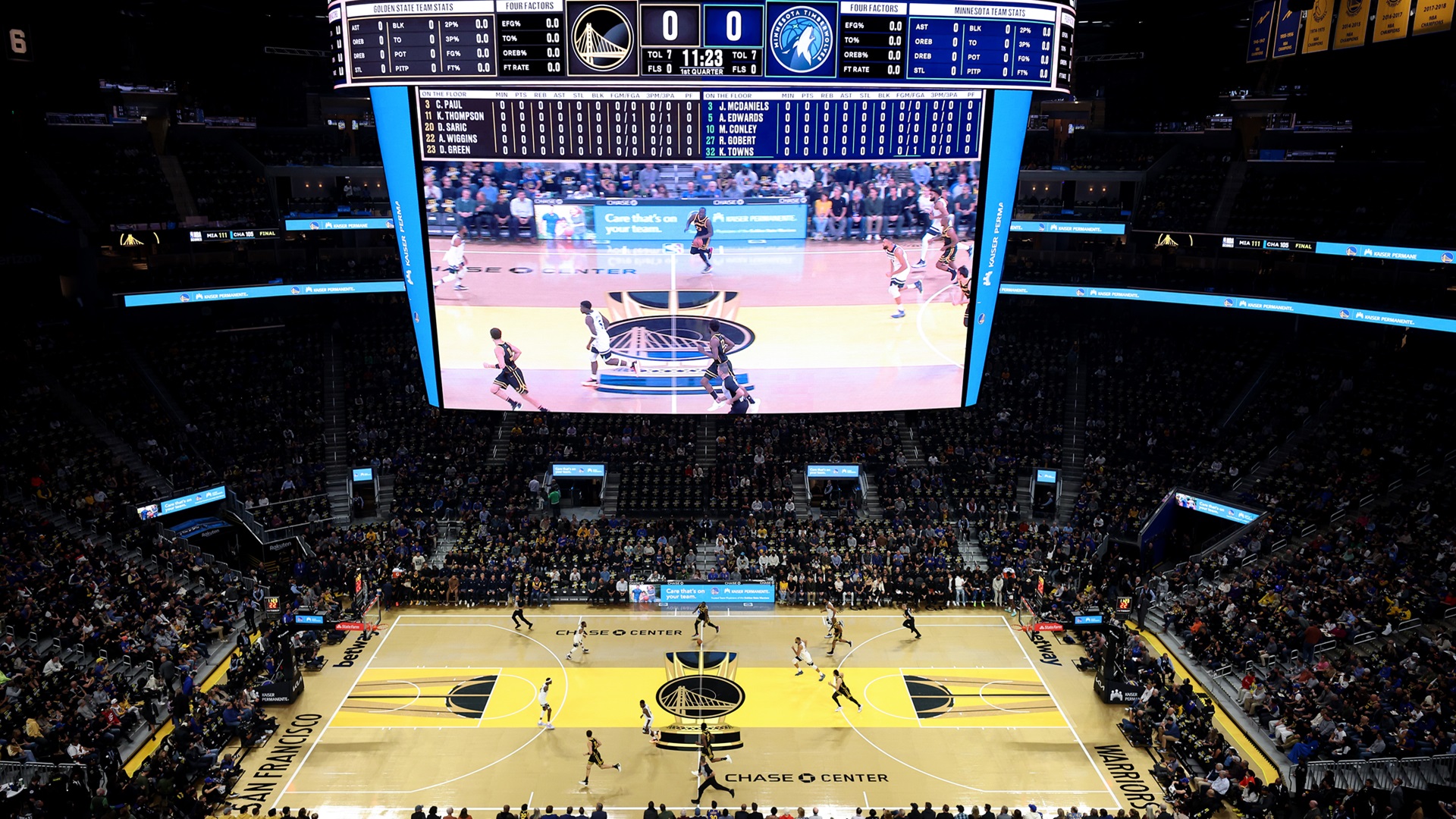 Il Chase Center durante Golden State-Minnesota