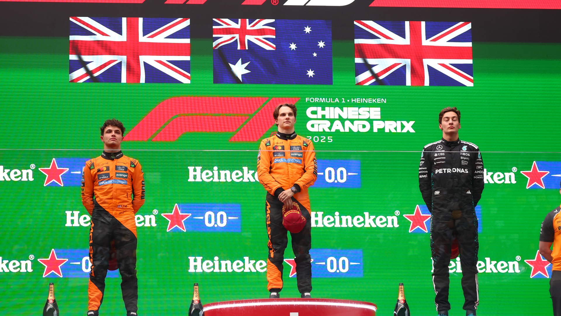 2025-03-23 Piastri Norris Russell McLaren F1 Formula 1