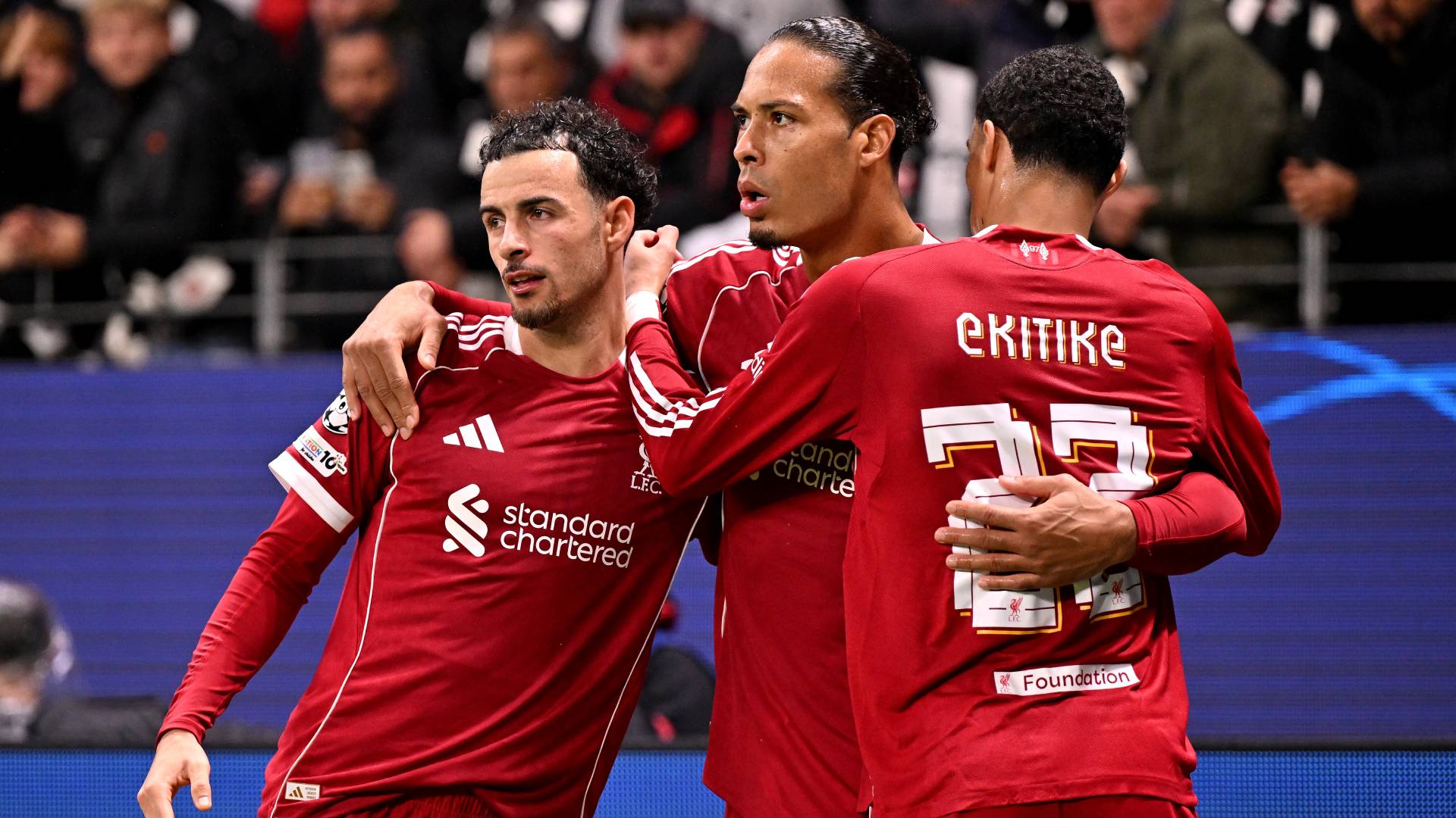 Liverpool celebrate against Frankfurt_22102025