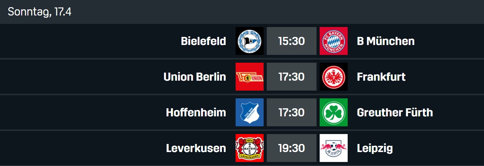 Bundesliga 30. Spieltag Sonntag