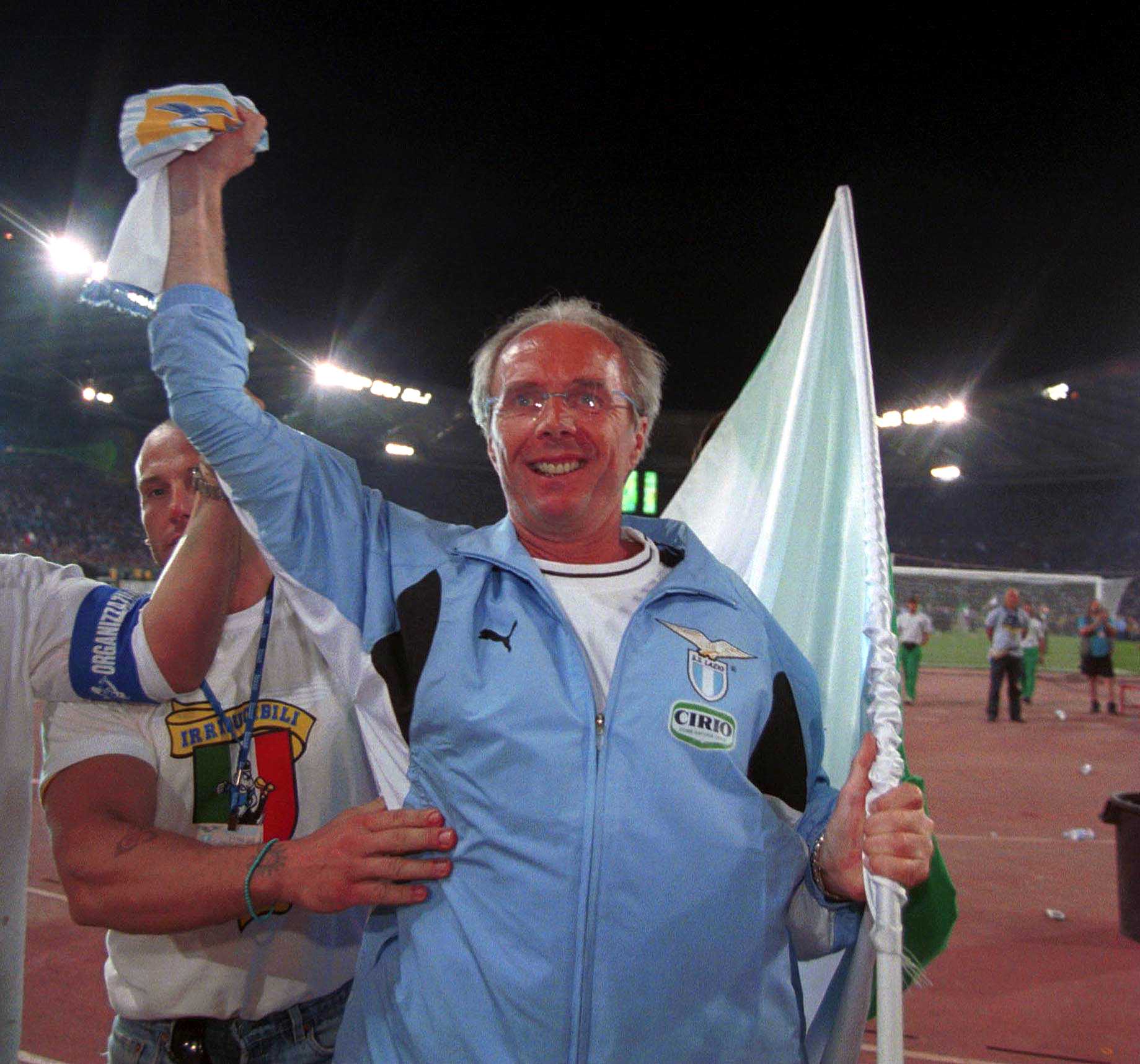 Sven-Göran Eriksson durante la festa scudetto dalla Lazio