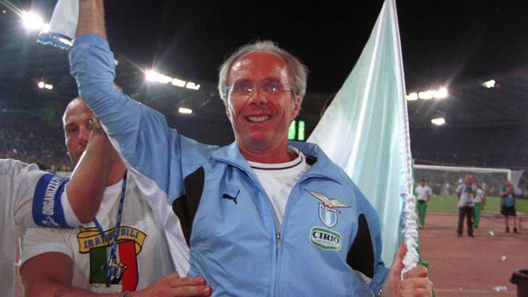 Sven-Göran Eriksson durante la festa scudetto dalla Lazio