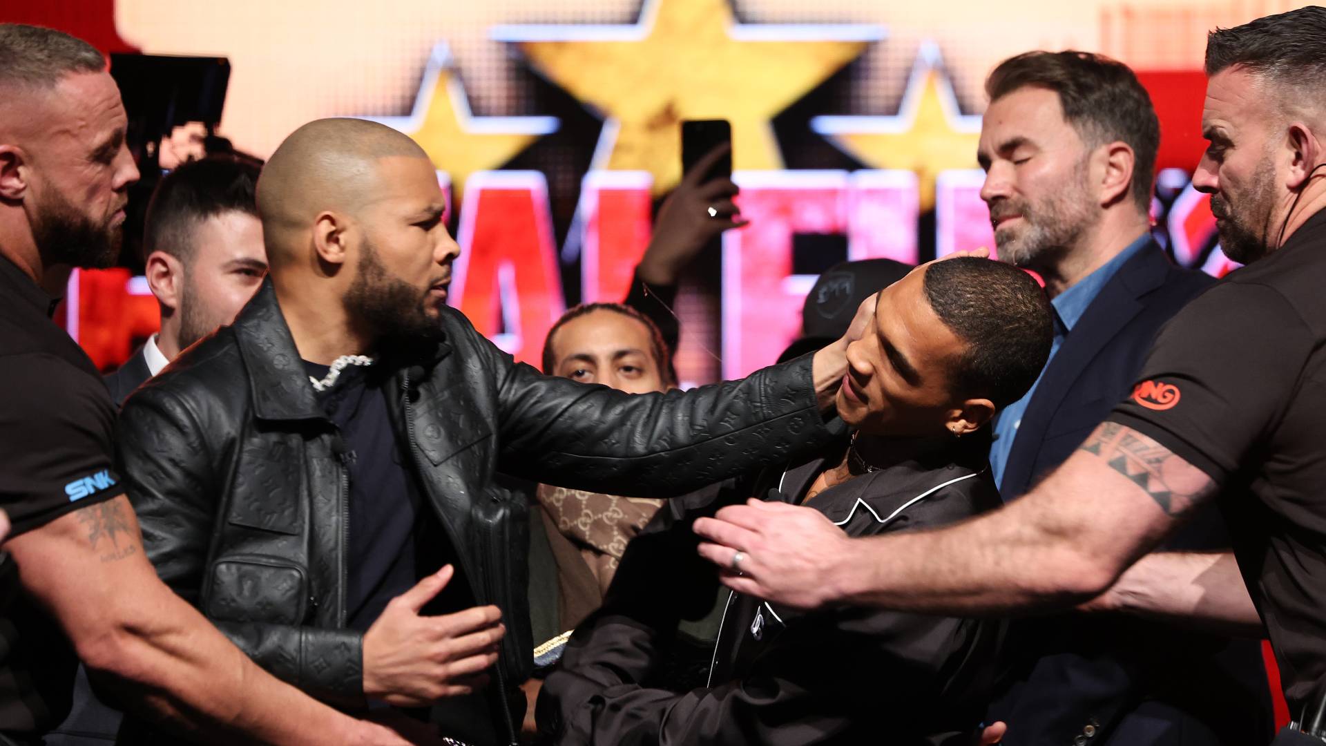 Chris Eubank Jr slaps Conor Benn in Manchester