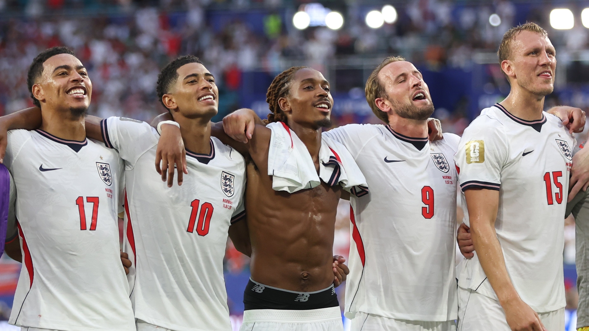 Morgan Rogers Jude Bellingham Djed Spence Harry Kane Dan Burn England 2026