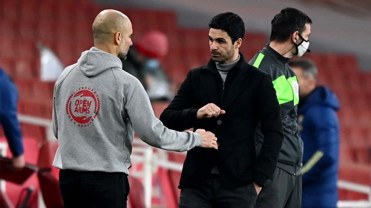 Pep Guardiola, Mikel Arteta, Arsenal vs Manchester City