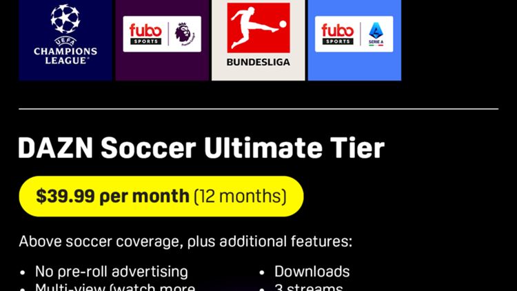 DAZN Canada subscription tiers