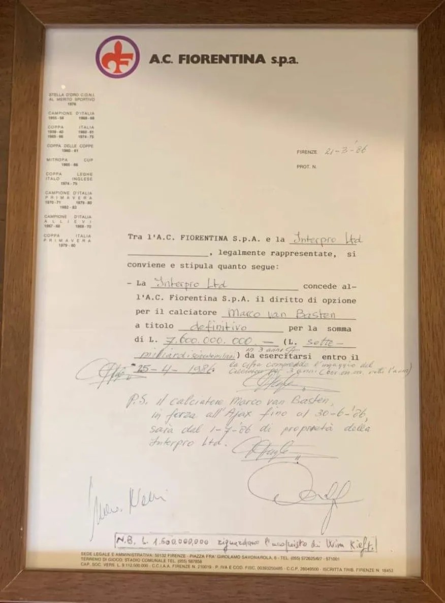 contratto van basten fiorentina