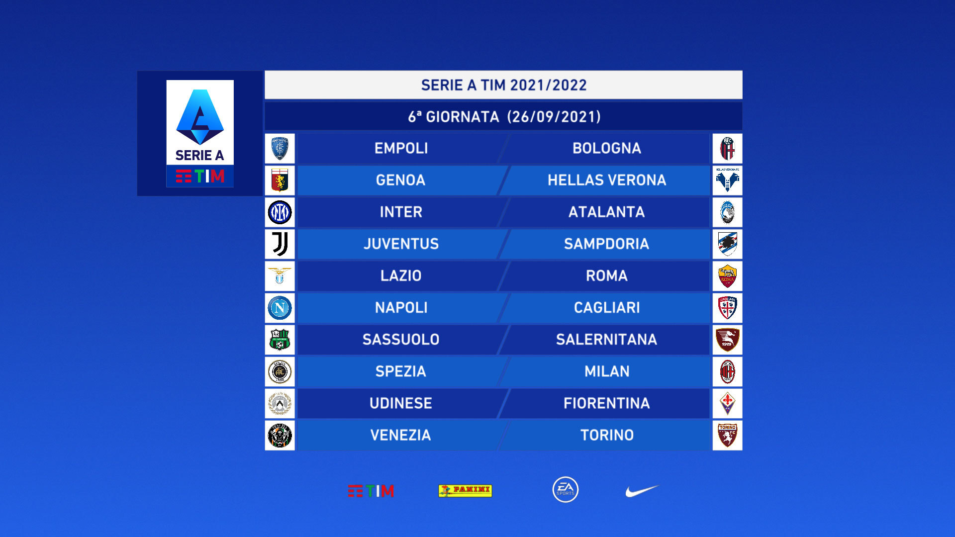 Serie A 2021/2022 Giornata 6
